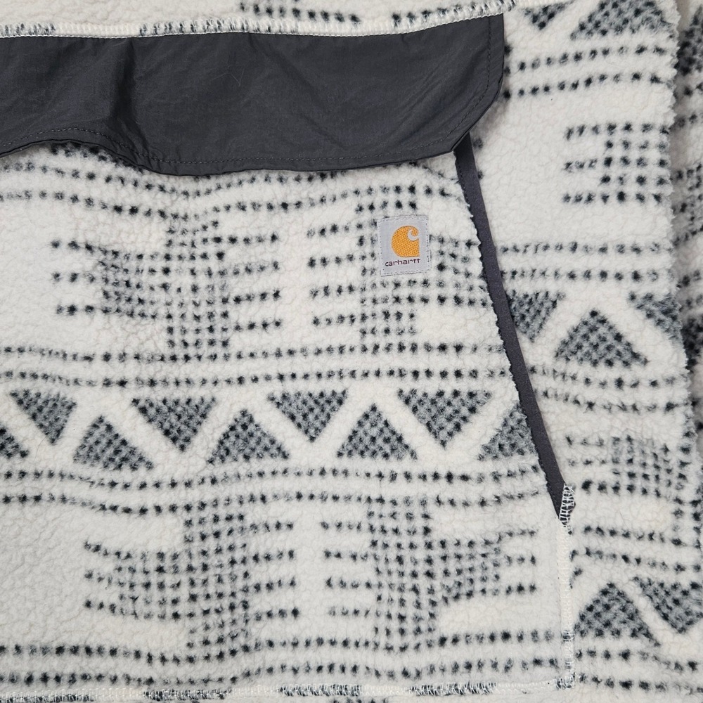 Carhartt Womens Relaxed Fit Fleece Pullover Geometric Tribal Print Sherpa  Small - Picture 4 of 9